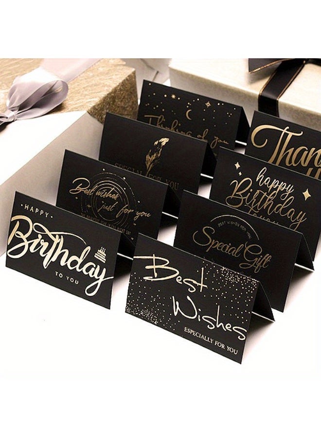 FLOVAZO 6-Piece Luxury Birthday Card Set  Gold Embossing & Black Gold Foil, Elegant Design with Envelope Seal Perfect Gift for Boyfriend, Mum, Daddy Anniversary - Image 4